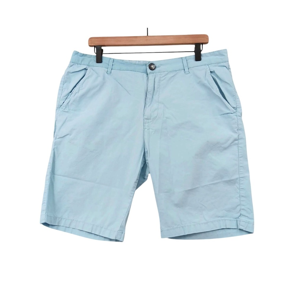 Carbon2Cobalt Shorts Mens 35 Light Blue‎ Stretch Chino Flat Front Casual Golf
